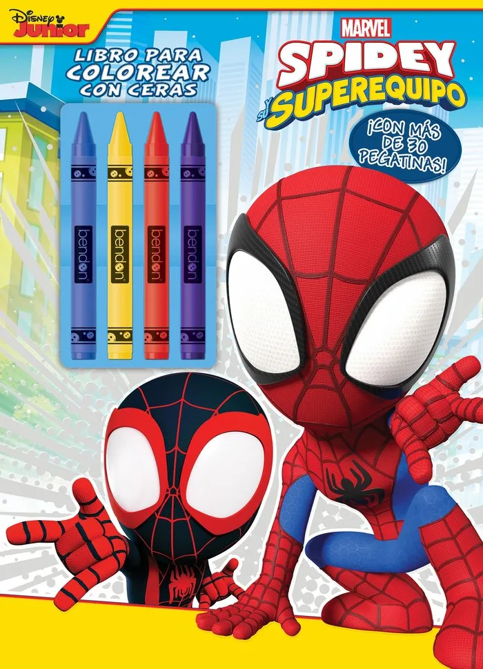 Spidey y Su Superequipo Libro para Colorear con Ceras