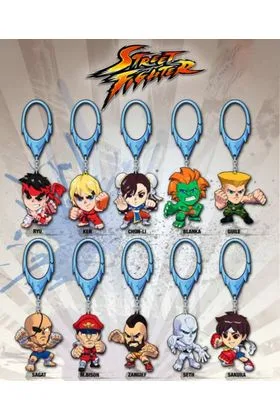 STREET FIGHTER DISPLAY 24 BLIND BAGS LLAVEROS HANGERS 4 CM STREET FIGHTER