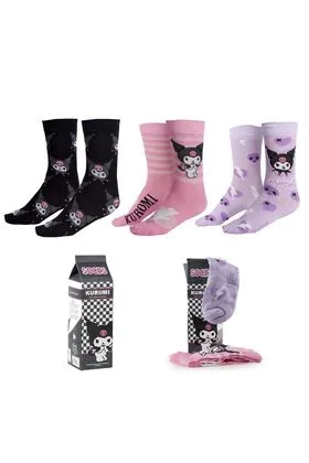 PACK 3 PARES CALCETINES HELLO KITTY KUROMI