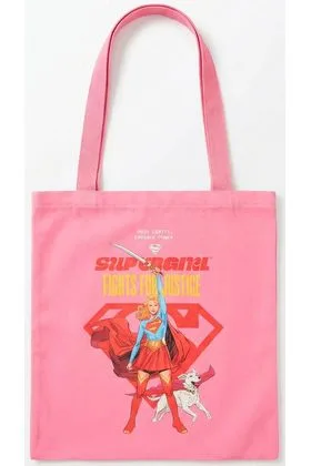 SHOPPING BAG PINK 40 CM DC SUPERMAN SUPERGIRL