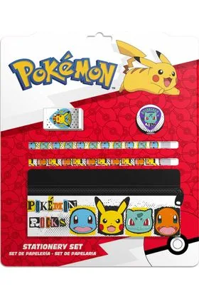 ESTUCHE CON LAPICES, GOMA Y SACAPUNTAS POKEMON