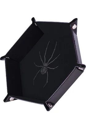 BANDEJA PARA DADOS ARAÑA NEGRA 19 X 19 CM PIEL Y TERCIOPELO