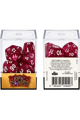 Juego de 7 Dados Multiformato en Caja Rojo Perlado