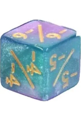 DADO D6 MODIFICADOR NEGATIVO AZUL ROSA BRILLANTE