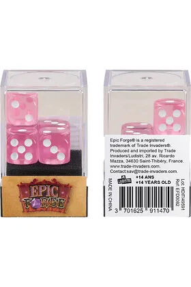 Juego de 5 Dados de 6 Caras Rosa Transparente