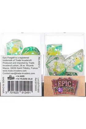 Juego de 7 Dados de Resina Gama Insert en Caja Pato