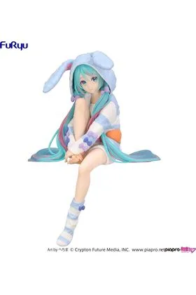 HATSUNE MIKU RABBIT EAR HOOD PAJAMA BLUE COLOR VERSION FIGURA 14 CM NOODLE STOPPER