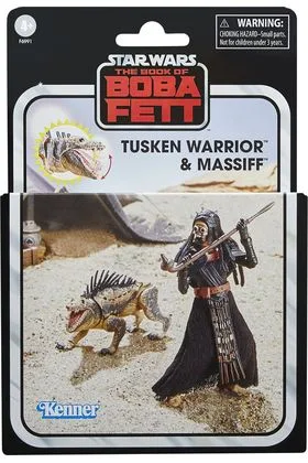 TUSKEN WARRIOR & MASSIFF SET 2 FIGURA 9.5 CM THE BOOK OF BOBA FETT STAR WARS THE VINTAGE C