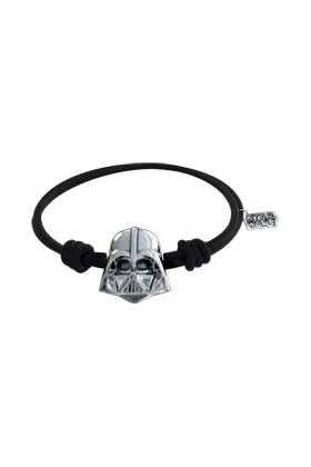 DARTH VADER CABEZA BA„O PLATA PULSERA CORDON CAUCHO NEGRO