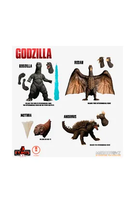 GODZILLA 1968 ROUND 1 BOX SET 4 FIGURAS GODZILLA DESTROY ALL MONSTERS 5 POINTS XL