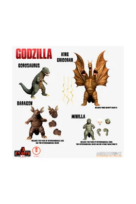GODZILLA 1968 ROUND 2 BOX SET 4 FIGURAS GODZILLA DESTROY ALL MONSTERS 5 POINTS XL
