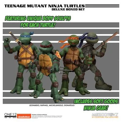 SET DELUXE 4 FIG TMNT FIG 17 CM TORTUGAS NINJA ONE 12 COLLECTIVE 1/12 SCALE