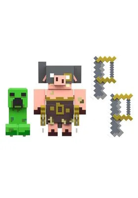 PACK 2 FIGURAS 8 CM CREEPER VS PIGLIN BRUISER MINECRAFT LEGENDS