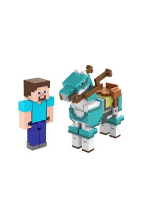 STEVE Y CABALLO CON ARMADURA FIG 8 CM MINECRAFT