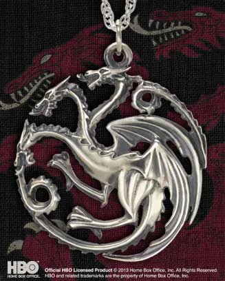 CASA TARGARYEN COLGANTE PLATA DE LEY CON CADENA, GAME OF THRONES