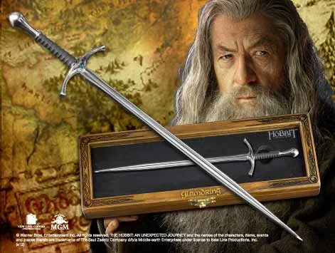 GLAMDRING ESPADA DE GANDALF ABRECARTAS EN CAJA DE MADERA, EL HOBBIT