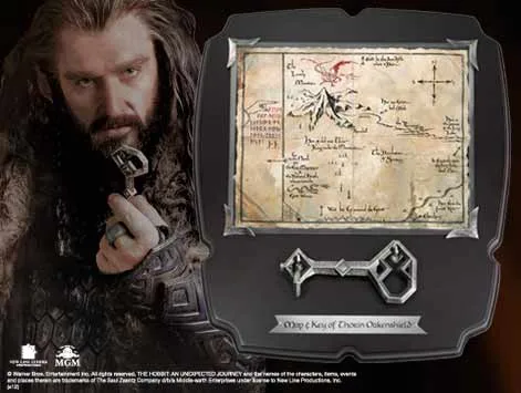 THORIN MAPA Y LLAVE EREBOR TAMA„O REAL EN EXPOSITOR, EL HOBBIT