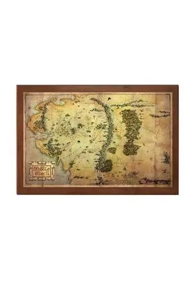 MAPA DE LA TIERRA MEDIA MONTADO SOBRE MADERA 40 X 25 CM, EL HOBBIT
