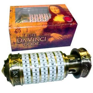 CRYPTEX MINIATURA EN METAL ENVEJECIDO DE 10 CM, CODIGO DA VINCI