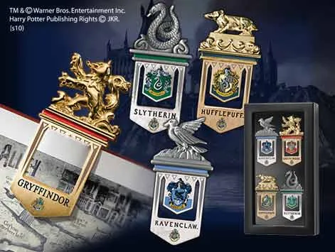 CASAS DE HOGWARTS 4 MARCAPAGINAS METALICOS EN EXPOSITOR, HARRY POTTER