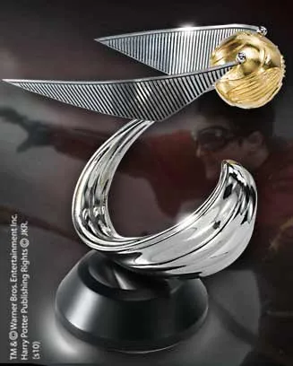 SNITCH DORADA CON BASE 18 CM EN METAL, PLATA Y  ORO HARRY POTTER