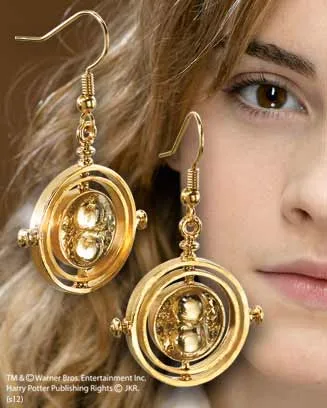 PENDIENTES GIRATIEMPO CHAPADOS EN ORO, HARRY POTTER