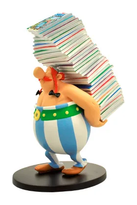 OBELIX CARGANDO PILA DE COMICS ESTATUA 25 CM ASTERIX COLLECTOYS