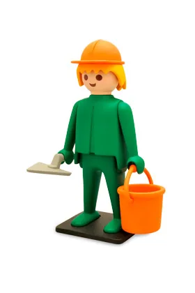 OBRERO DE LA CONSTRUCCION ESTATUA RESINA 25 CM PLAYMOBIL COLLECTOYS