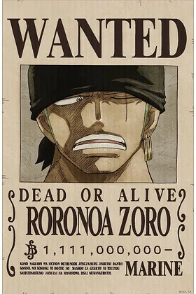 WANTED ZORO EGGHEAD POSTER 3D ONE PIECE