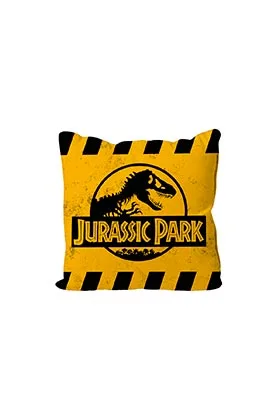 COJIN CUADRADO CAUTION LOGO NARANJA JURASSIC PARK ENVASADO VACIO