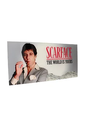 THE WORLD IS YOURS FONDO GRIS POSTER DE VIDRIO 60x30 SCARFACE