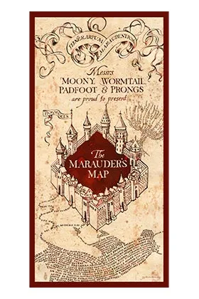 MAPA MERODEADOR POSTER DE VIDRIO 30x60 HARRY POTTER