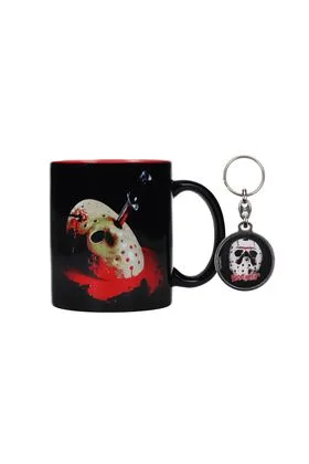 POSTER MÁSCARA TAZA CERÁMICA Y LLAVERO FRIDAY THE 13TH