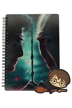 Harry vs. Voldemort Libreta Espiral Efecto 3D A5 + Regalo Iman de Relieve Harry Potter