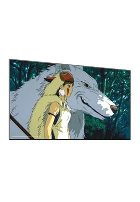 MONOKE  Y LOBO MORO PANEL DE MADERA 38x21 CM PRINCESA MONONOKE STUDIO GHIBLI