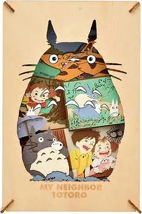 Silueta Totoro Gris Paper Theater Style Wood Mi Vecino Totoro