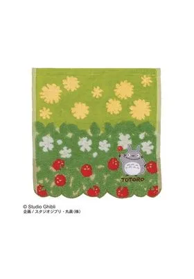 Totoro Gris Flores & Fresas Mini Toalla 25X25 CM Mi Vecino Totoro