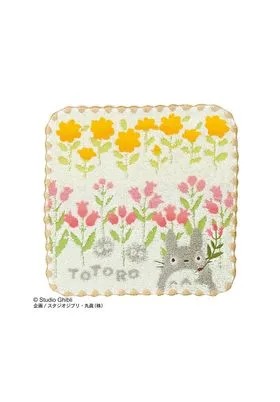 TOTORO GRIS FLORES SILVESTRES MINI TOALLA 25X25 CM MI VECINO TOTORO