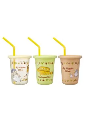 TOTORO SET DE 3 VASOS CON PAJITA 230 ML MI VECINO TOTORO RE-RUN