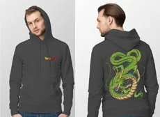 LOGO Y SHENRON ESPALDA TALLA S SUDADERA CAPUCHA GRIS CHICO DRAGON BALL